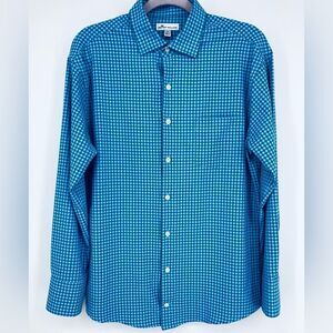 Peter Millar Men’s Blue Gingham Shirt Size M